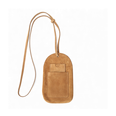 Paulina Phone Bag in Pane Italian Leather Backed Suede