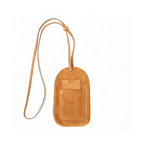 Paulina Phone Bag in Cuoio Italian Leather Backed Suede
