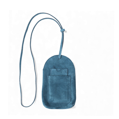 Paulina Phone Bag in Aegean Italian Leather Backed Suede
