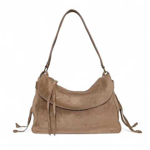 Reese Large Slouchy Shoulder in Amphora Italian Leather Backed Suede