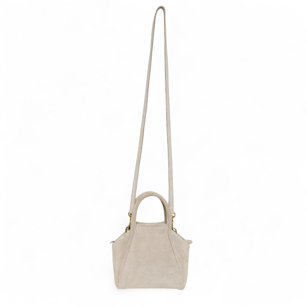 Mini Taya Top Handle Crossbody in Moonbeam Italian Leather Backed Suede