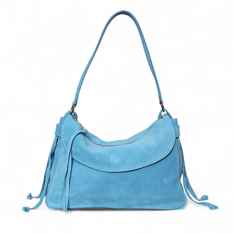 Reese Large Slouchy Shoulder in Capri Italian Leather Backed Suede