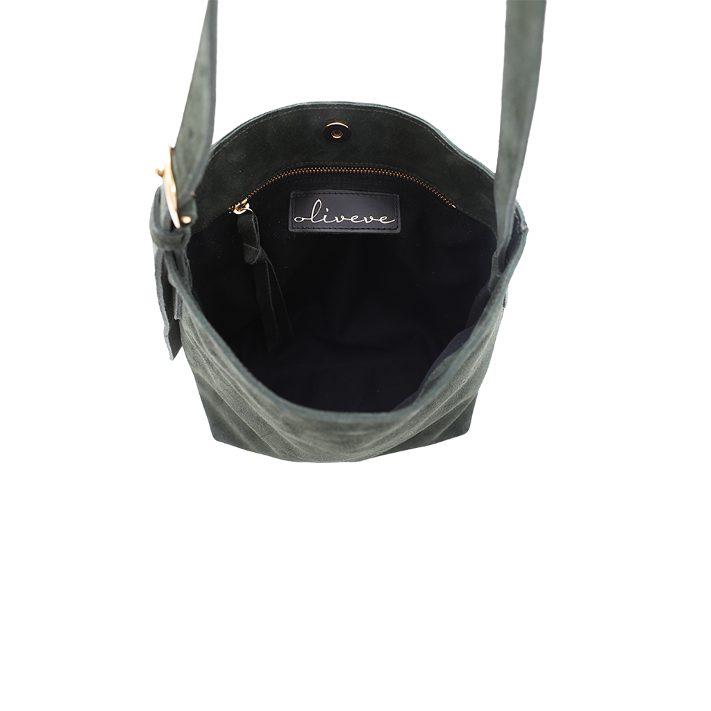 Midi Gabriella Shoulder Bag in Forest Italian Leather Backed Suede