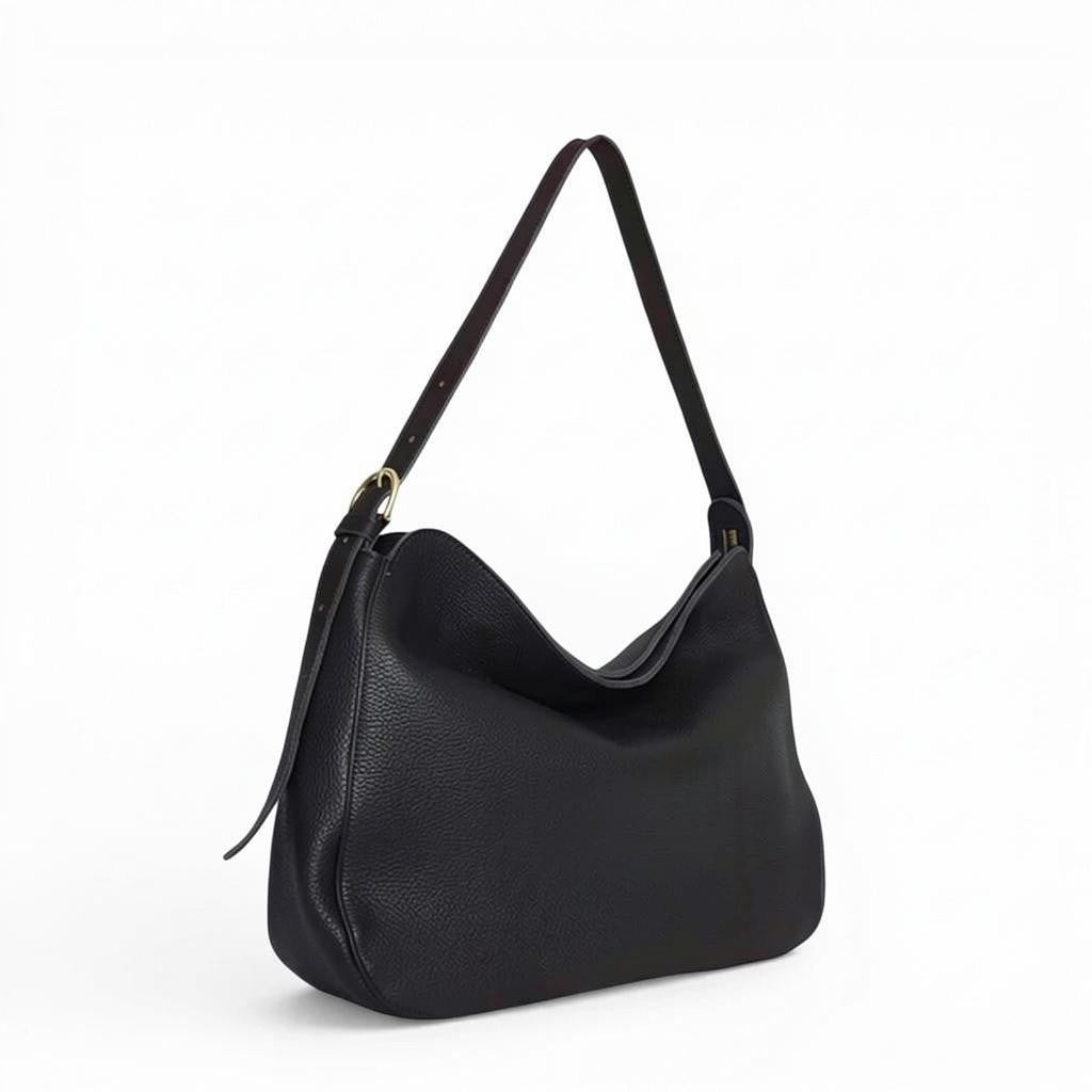 Savina Shoulder Bag in Black Italian Buffalo Cowhide