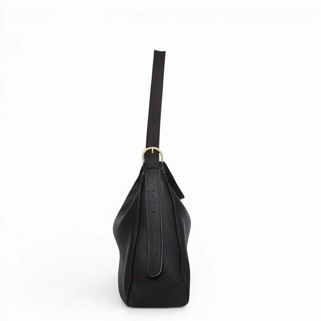 Savina Shoulder Bag in Black Italian Buffalo Cowhide
