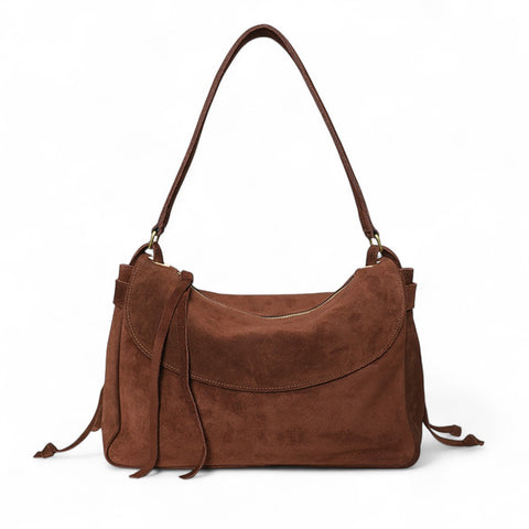 Reese Large Slouchy Shoulder in Espresso Italian Leather Backed Suede