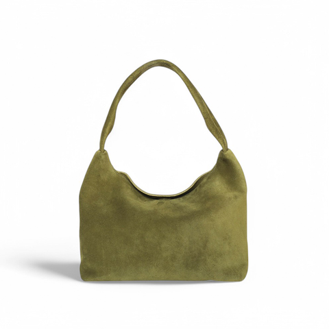 Alessia Shoulder Bag in Avocado Italian Leather Backed Suede