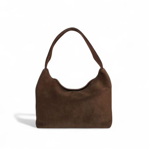 Alessia Shoulder Bag in Espresso Italian Leather Backed Suede