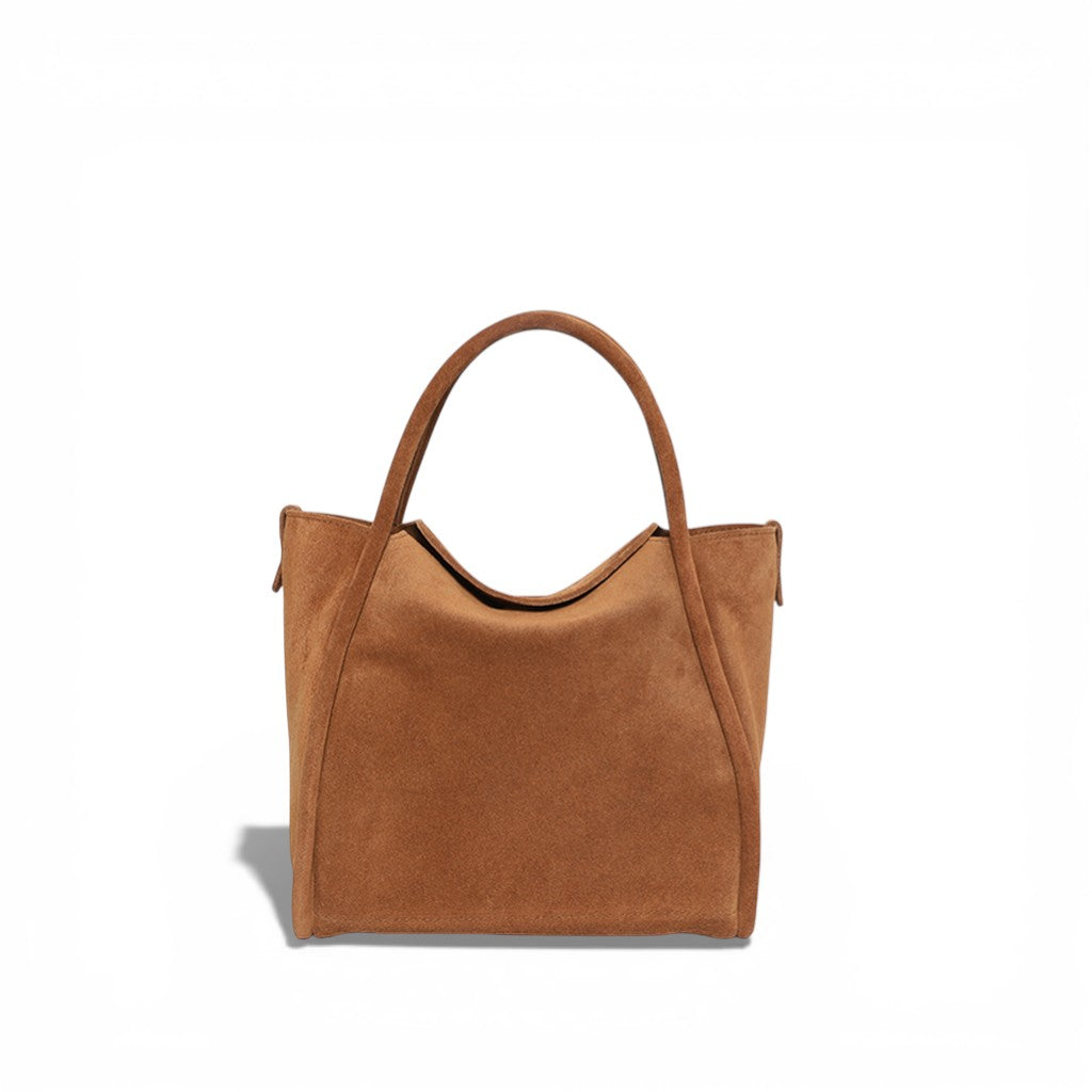 Serena Satchel Crossbody in Saddle Italian Leather Backed Suede