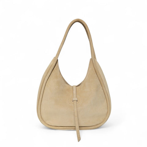 Elvera Shoulder Bag in Macadamia Italian Leather Backed Suede