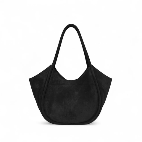 Eden Tote in Black Italian Leather Backed Suede