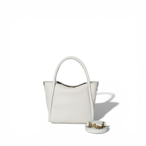 Mini Serena Satchel Crossbody in White Italian Buffalo Cowhide