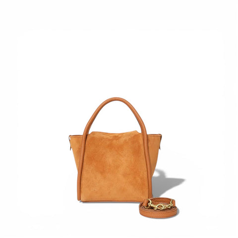 Mini Serena Satchel Crossbody in Cuoio Italian Leather Backed Suede
