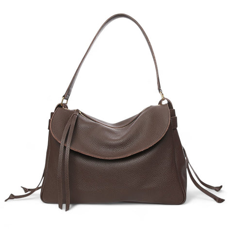 Reese Large Slouchy Shoulder in Chestnut Buffalo Cowhide