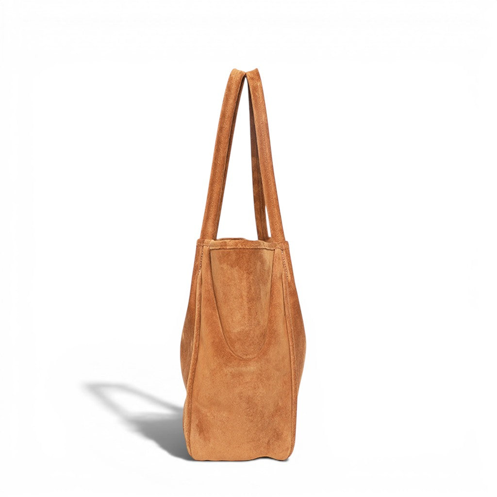 Toni Tote in Cuoio Italian Leather Backed Suede