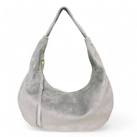 Lucia Hobo in Perla Italian Leather Backed Suede