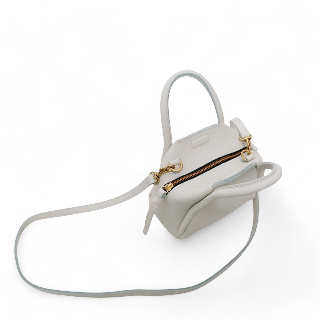 Mini Taya Top handle Crossbody in White Italian Buffalo Cowhide