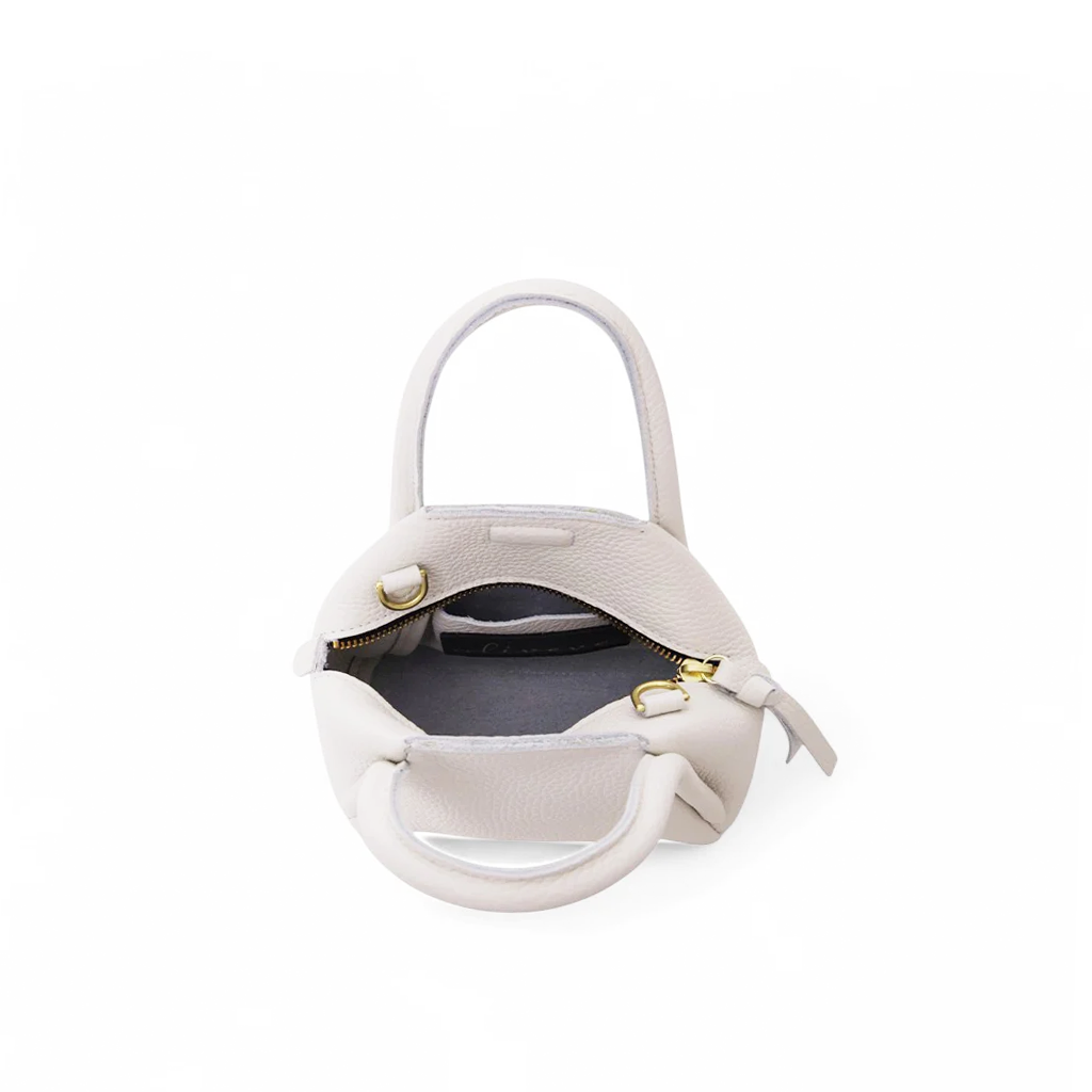 Mini Taya Top handle Crossbody in White Italian Buffalo Cowhide