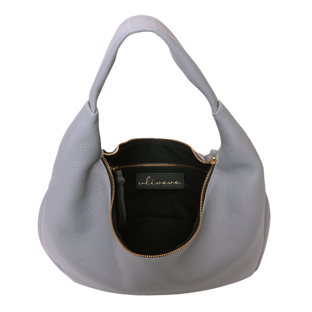 Lucia Hobo in Grigio Italian Buffalo Cowhide