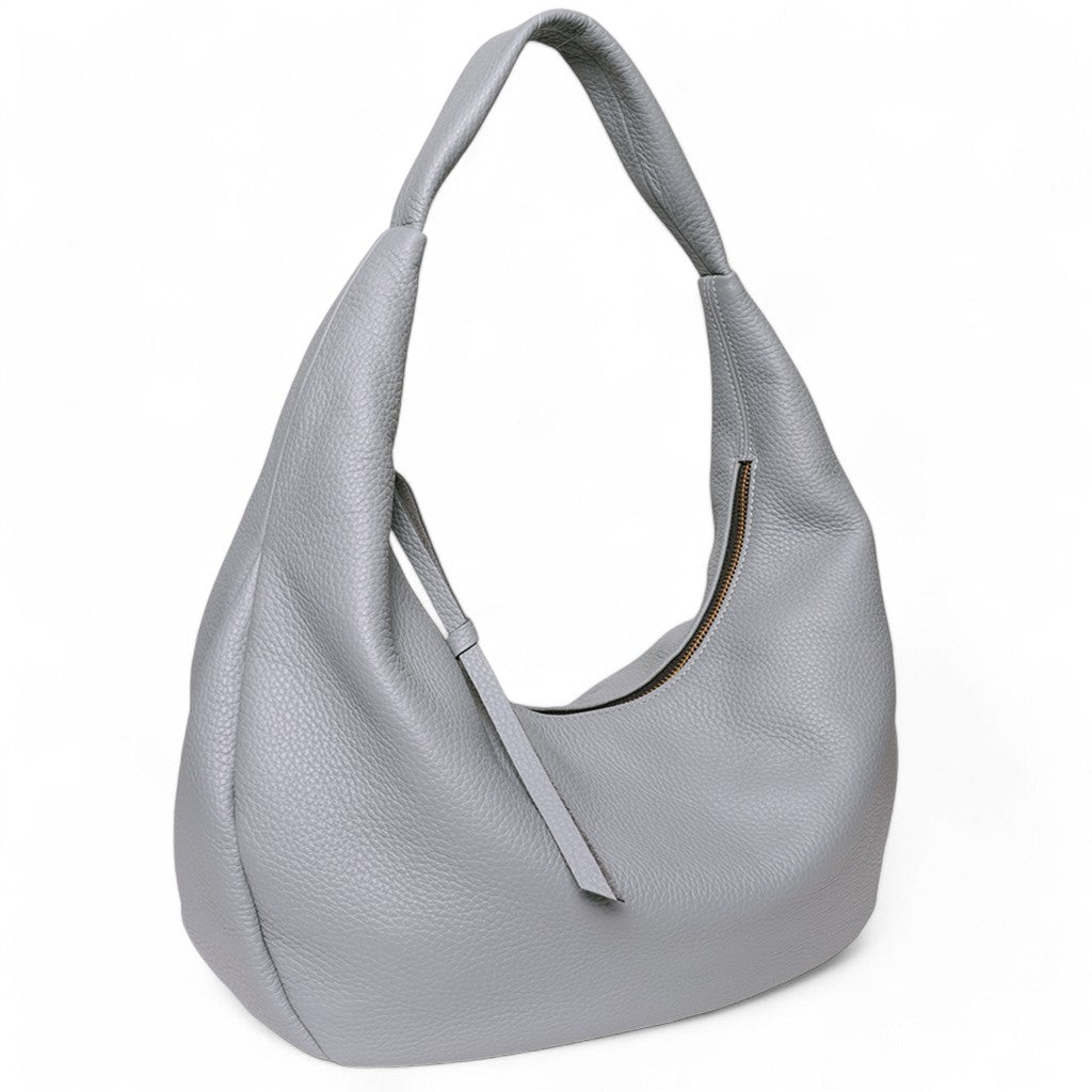 Lucia Hobo in Grigio Italian Buffalo Cowhide