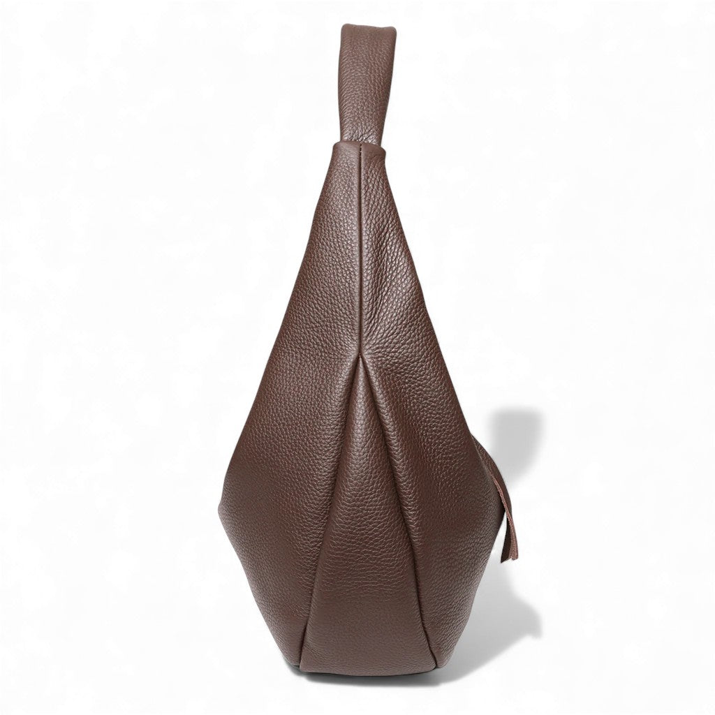 Lucia Hobo in Chestnut Italian Buffalo Cowhide
