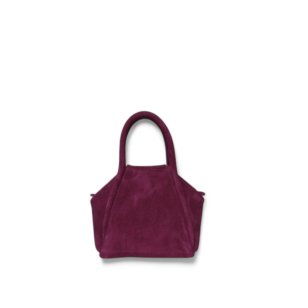 Mini Taya Top Handle Crossbody in Mulberry Italian Leather Backed Suede