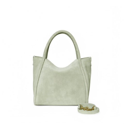 Serena Satchel Crossbody in Seafoam Italian Leather Backed Suede