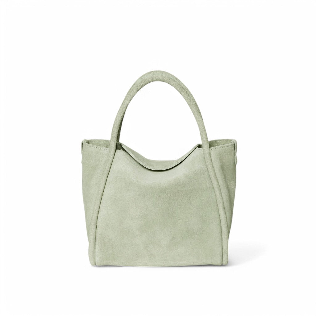 Serena Satchel Crossbody in Seafoam Italian Leather Backed Suede