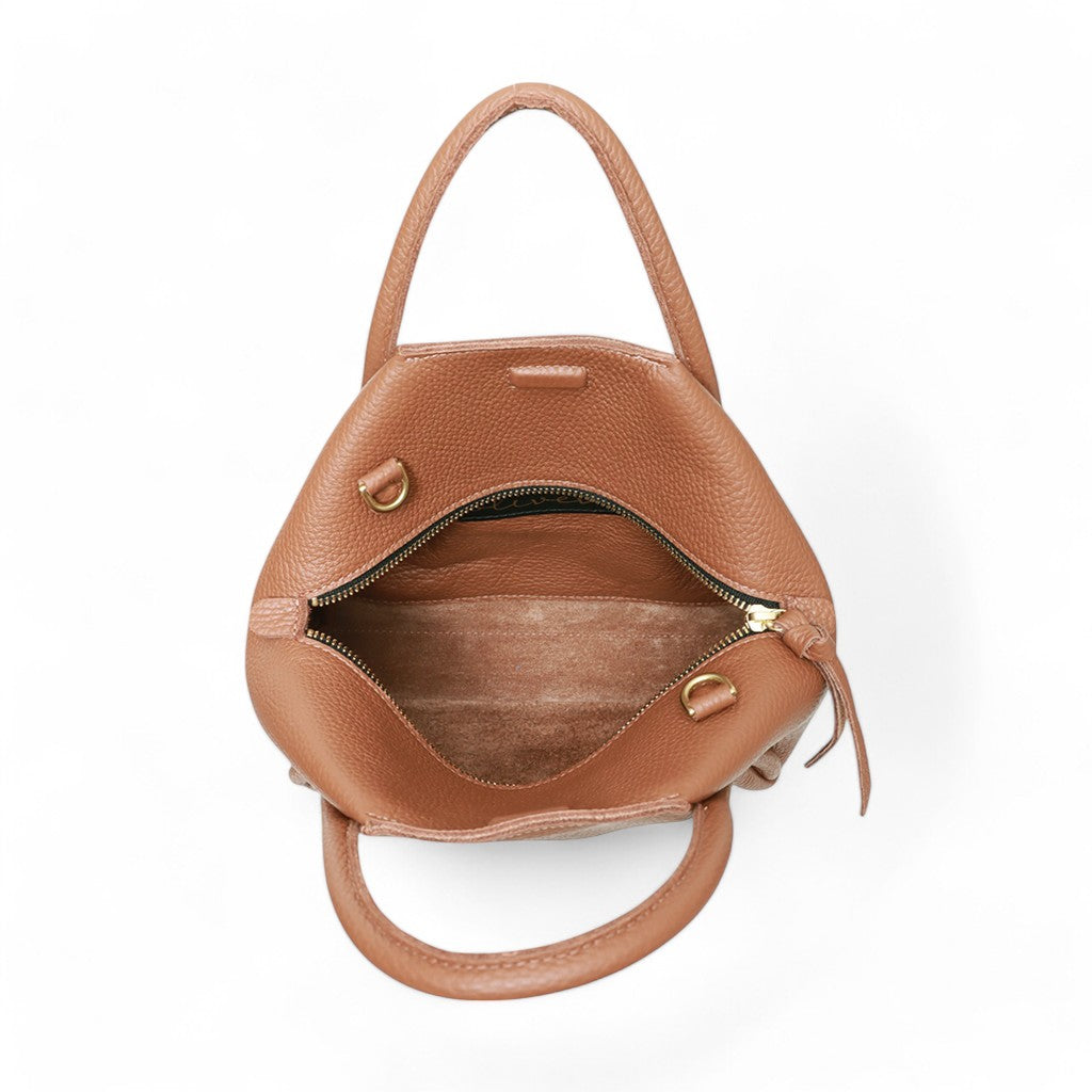 Taya Top Handle Crossbody in Caramel Italian Buffalo Cowhide