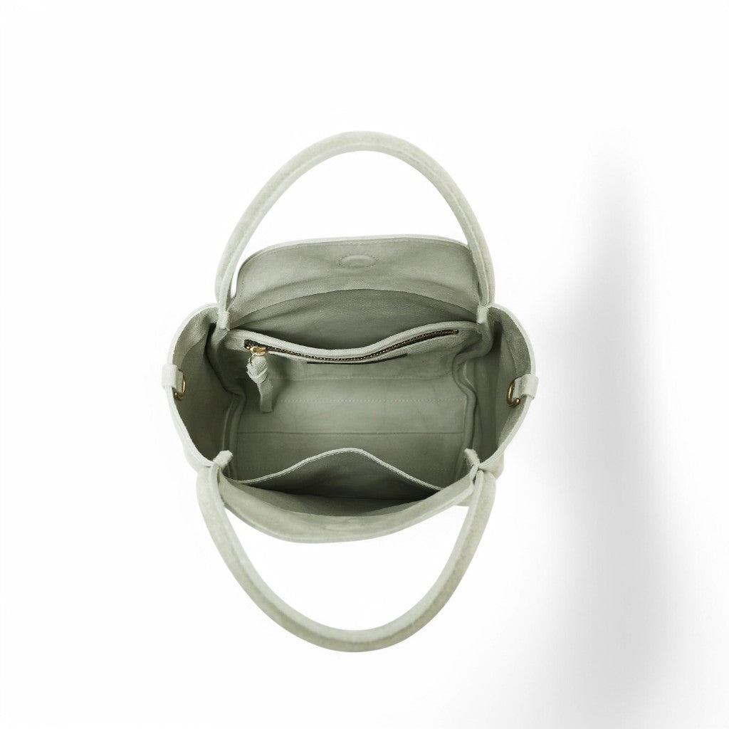 Serena Satchel Crossbody in Seafoam Italian Leather Backed Suede