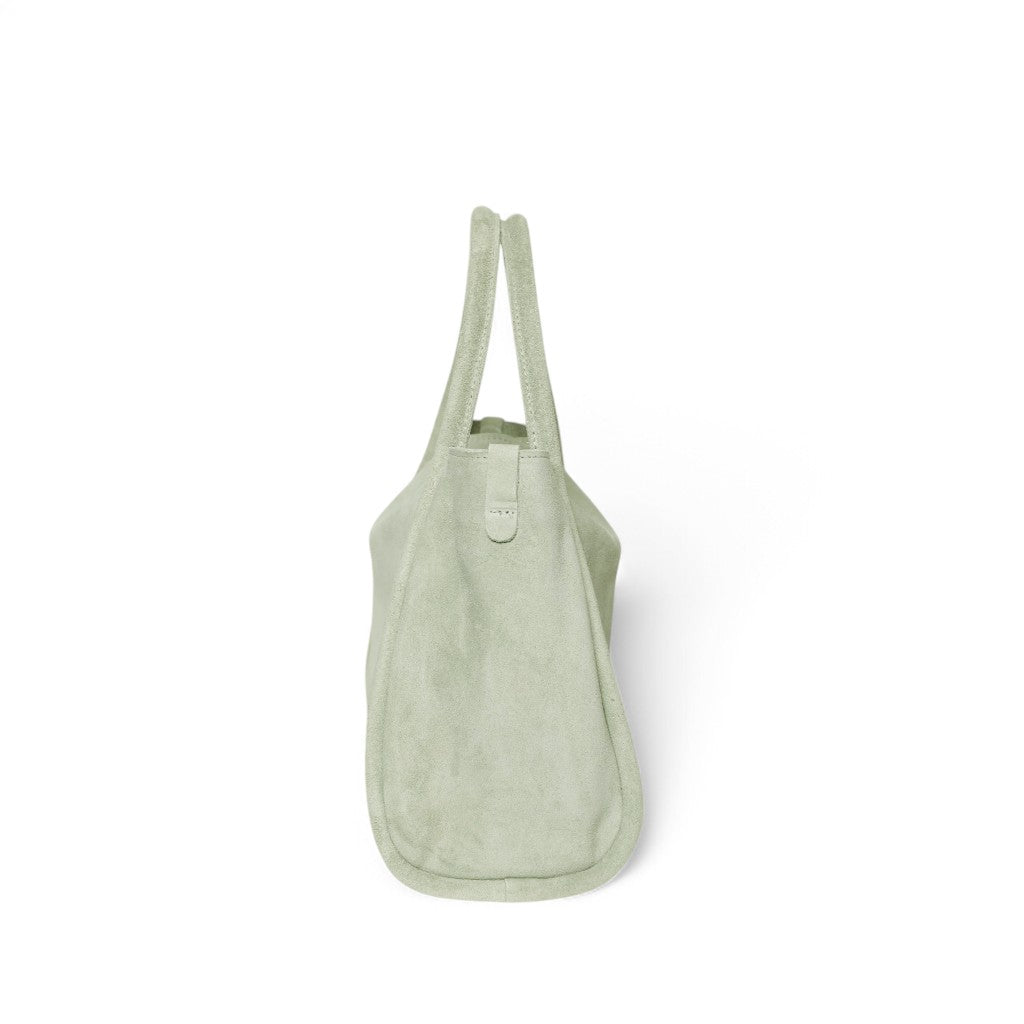 Serena Satchel Crossbody in Seafoam Italian Leather Backed Suede