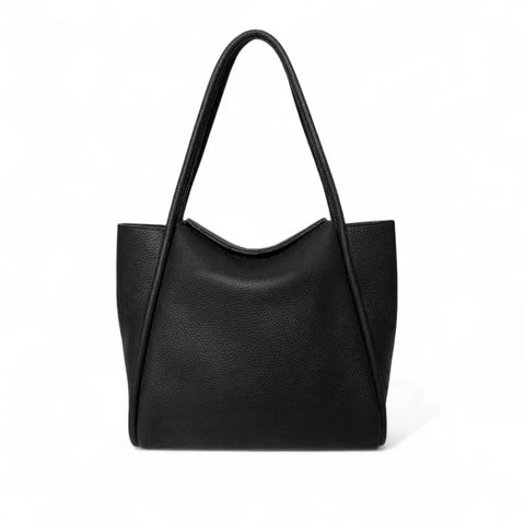 Stefania Satchel in Black Italian Buffalo Cowhide