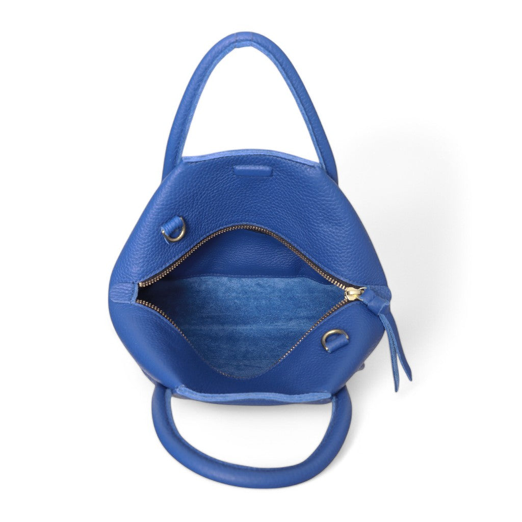 Taya Top Handle Crossbody in Lapis Italian Buffalo Cowhide