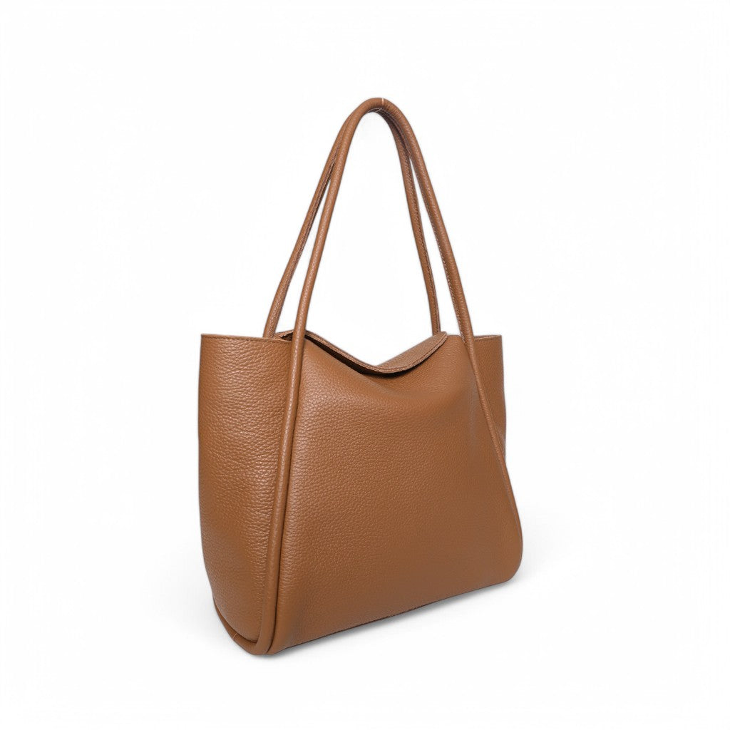 Stefania Satchel in Caramel Italian Buffalo Cowhide