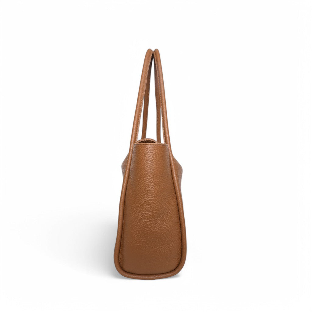 Stefania Satchel in Caramel Italian Buffalo Cowhide