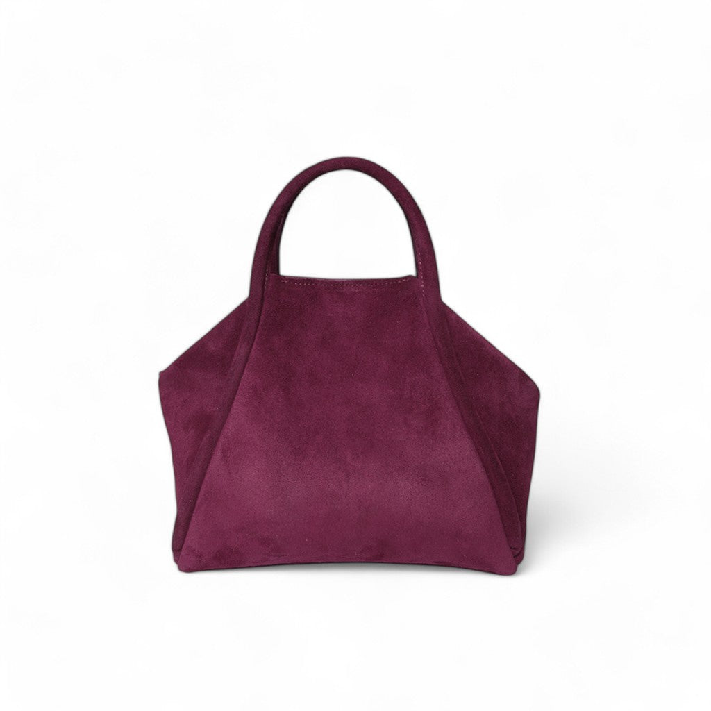 Taya Top Handle Crossbody in Mulberry Italian Leather Backed Suede