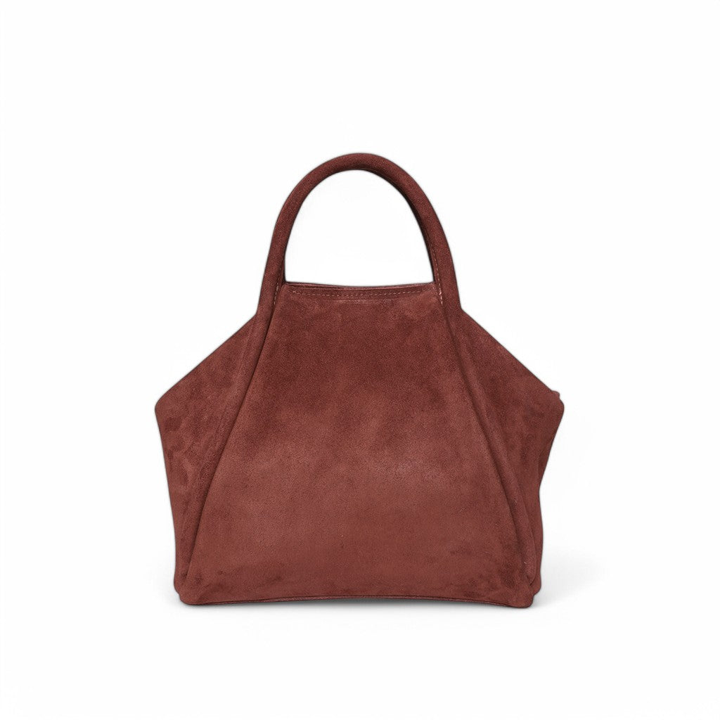 Taya Top Handle Crossbody in Spiced Italian Leather Backed Suede