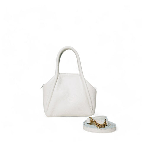 Mini Taya Top handle Crossbody in White Italian Buffalo Cowhide