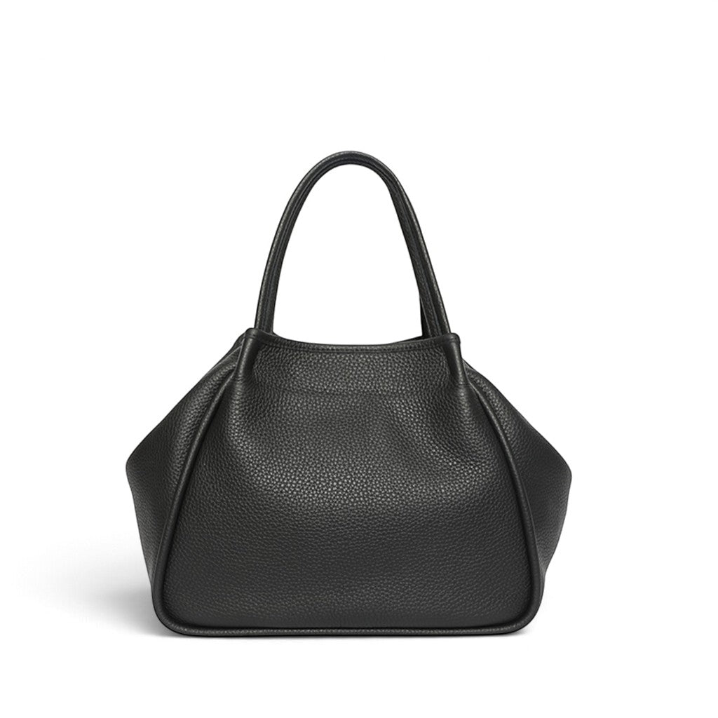Vittoria Tote in Black Haircow with Black Italian Buffalo Cowhide