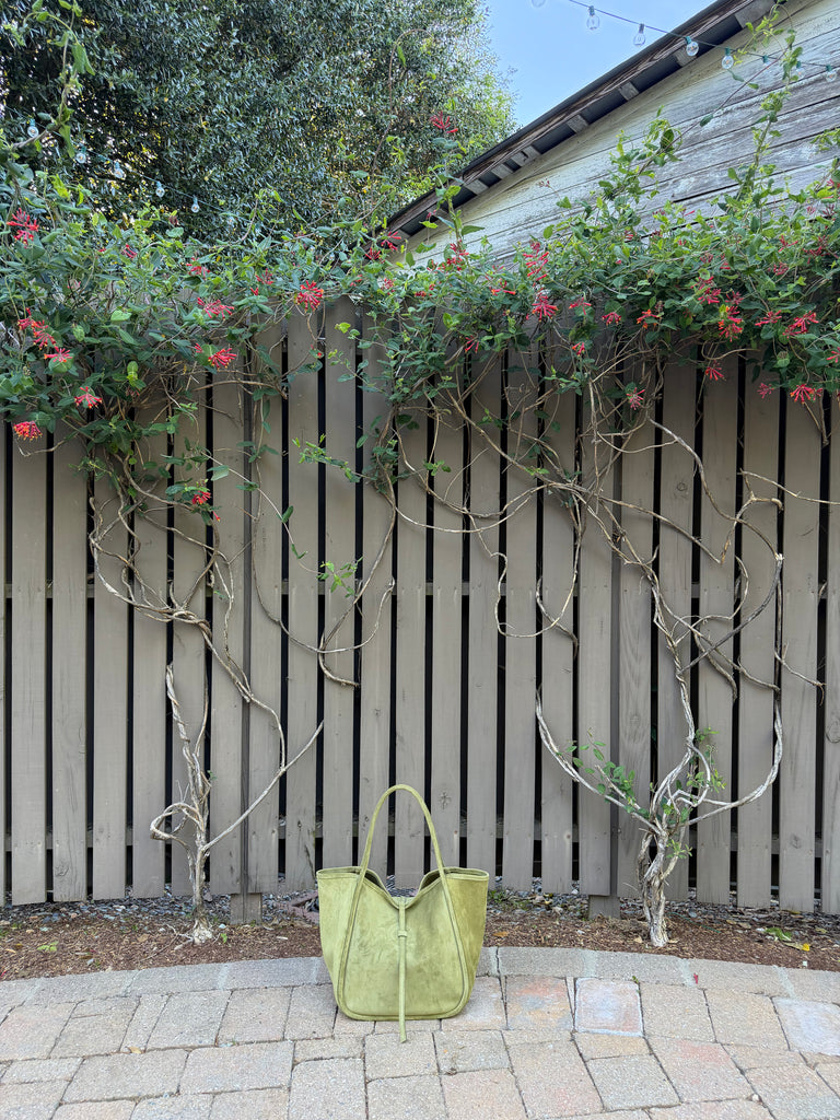 Ellis Hobo Tote in Olive Italian Leather Backed Suede