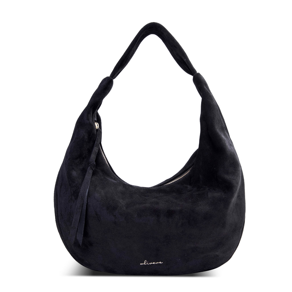 osprey black suede hobo bag Lucia Hobo in Black Italian Leather Backed Suede – oliveve
