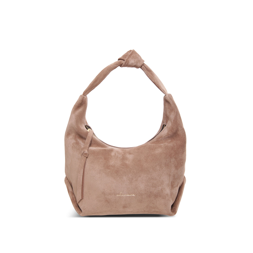 Nora Knot Bag in Amphora Italian Leather Backed Suede – oliveve
