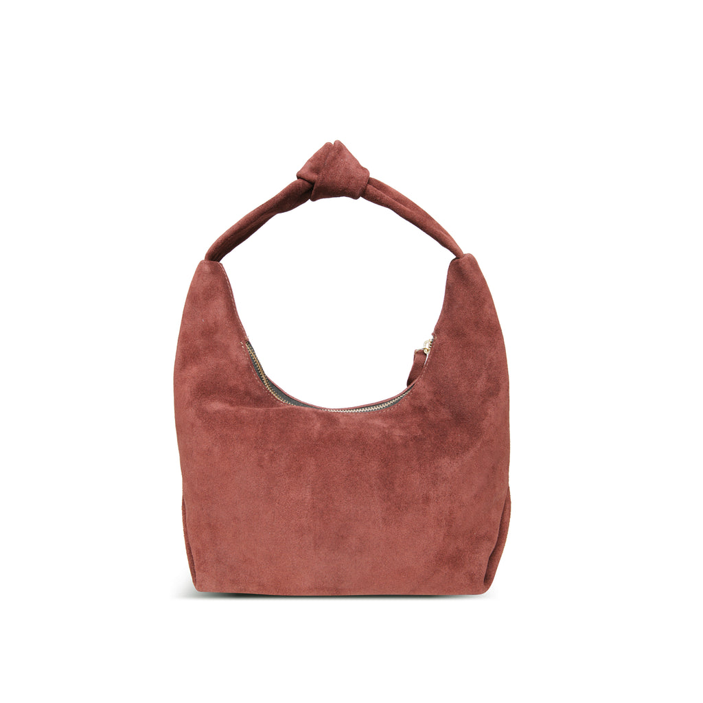 Nora Knot Bag in Spiced Italian Leather Backed Suede