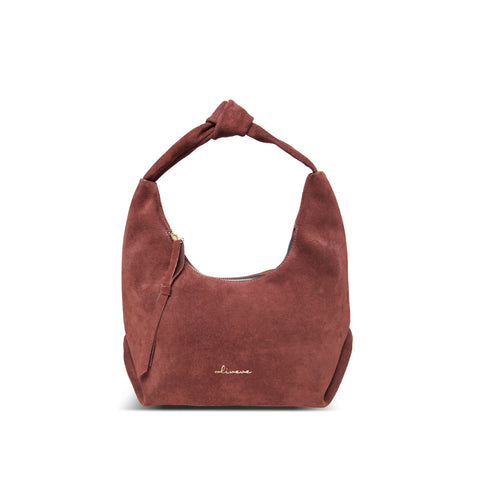Nora Knot Bag in Spiced Italian Leather Backed Suede