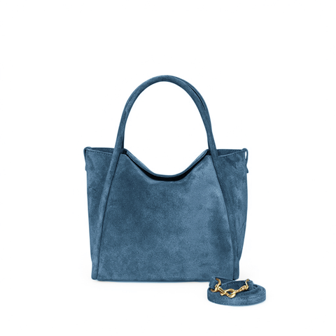 Serena Satchel Crossbody in Aegean Italian Leather Backed Suede