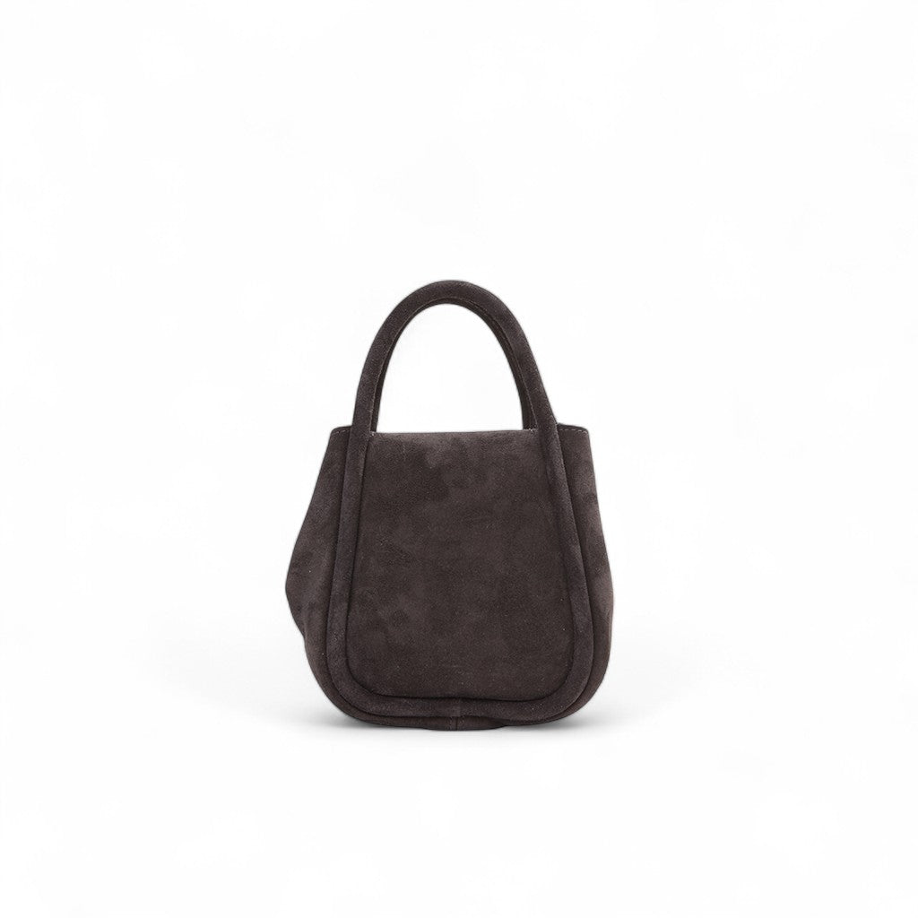 Mini Ellis Top Handle Crossbody in Pewter Italian Leather Backed Suede