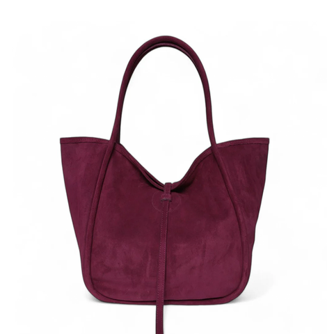 Ellis Hobo Tote in Mulberry Italian Leather Backed Suede