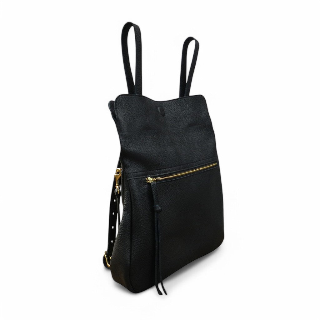 Charlotte 3-in-1 Convertible Backpack in Black Italian Buffalo Cowhide