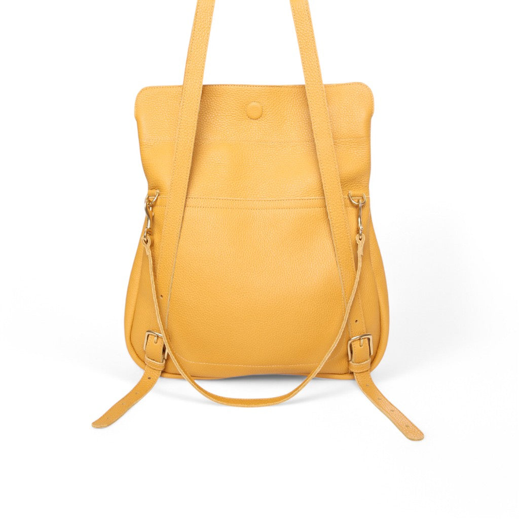 Charlotte 3-in-1 Convertible Backpack in Marigold Italian Buffalo Cowhide