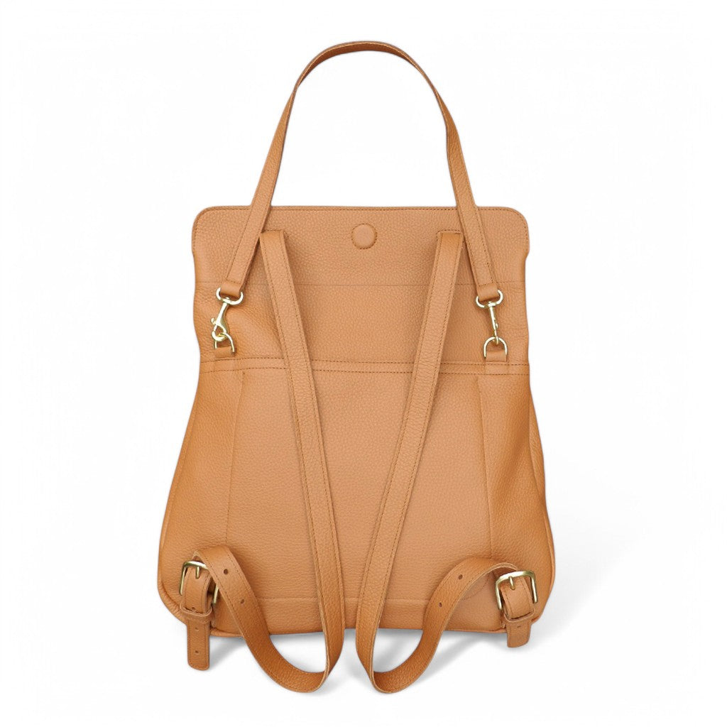 Charlotte 3-in-1 Convertible Backpack in Miel Italian Buffalo Cowhide